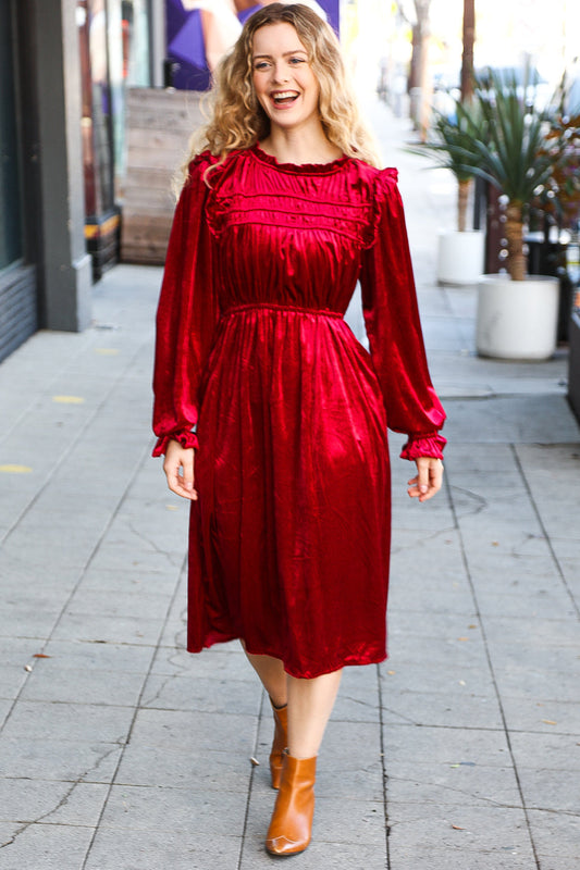 Be Your Own Star Ruby Mock Neck Velvet Dress