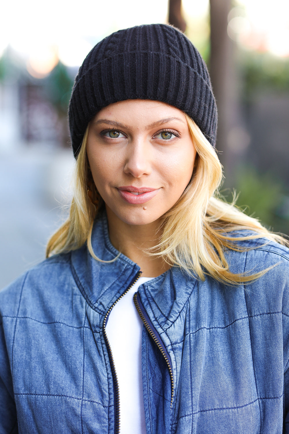 Black Cable Knit Beanie