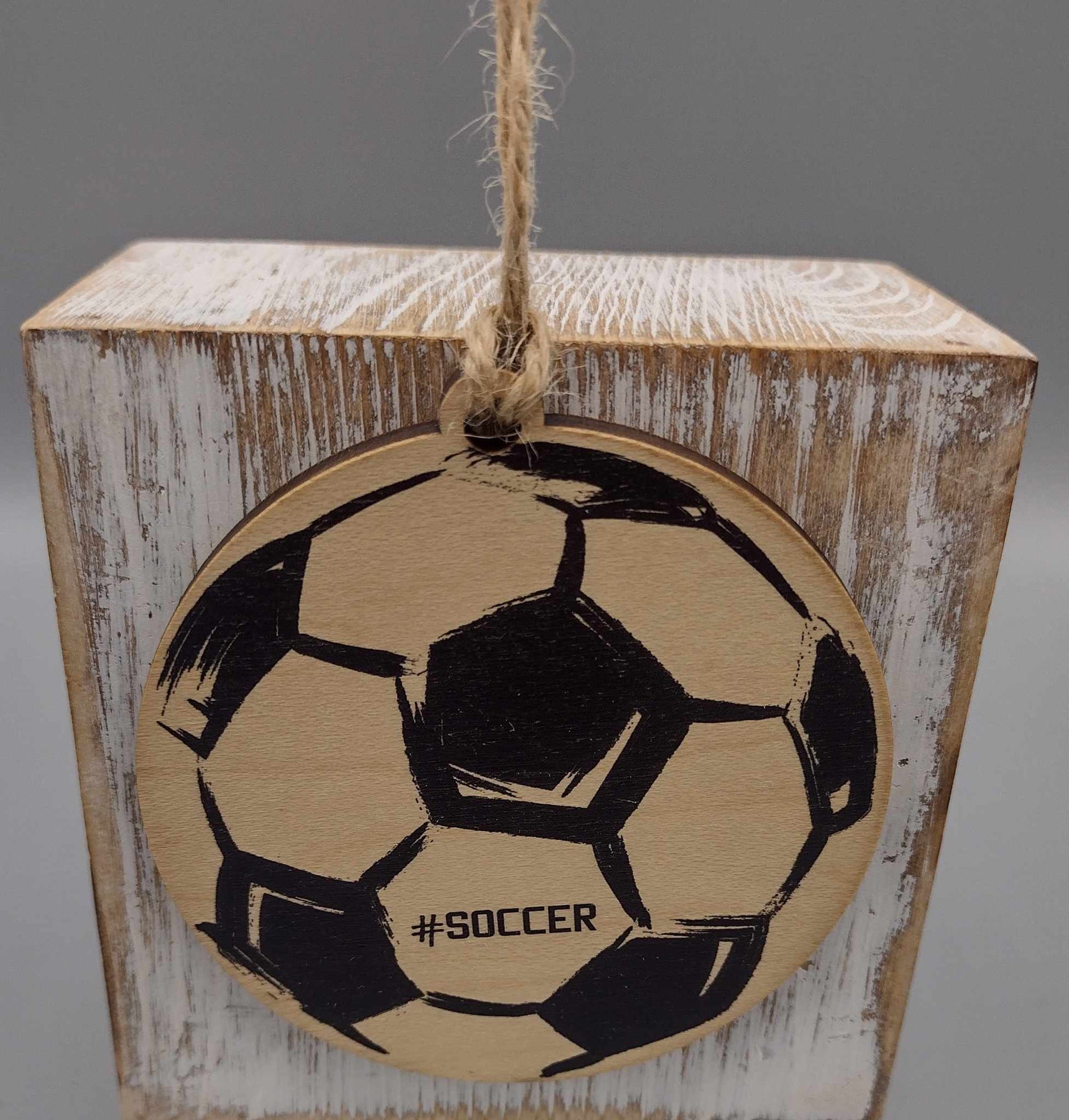 #Soccer - Wooden Ornament | Ornament | dad gifts, gifts, gifts for dad, gifts for mom, gifts for teachers, handmade, handmade ornament, handmade wooden ornament, men's gifts, mom gifts, soccer, soccer ball, sport, sports, teacher gifts, wedding gifts, wooden, wooden gift, wooden gifts, wooden ornament | Heaven's Roaring Boutique