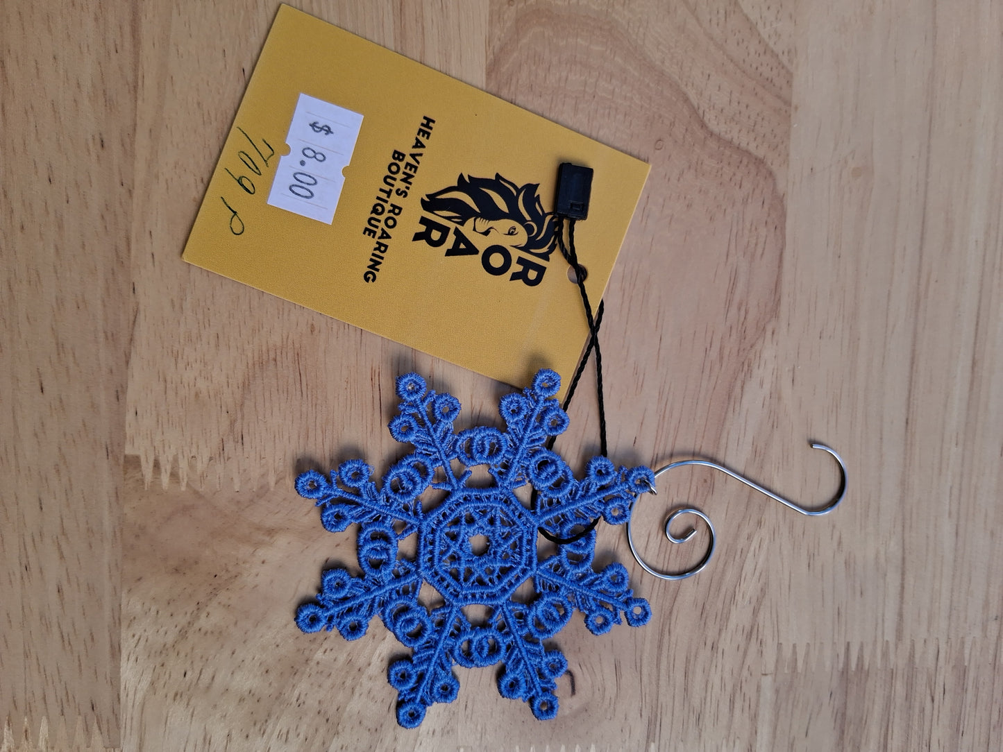Embroidered Ornament - Blue Snowflake With Decorative Hook