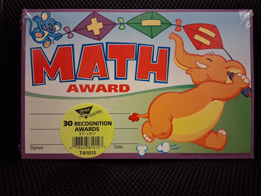 30 Recognition Award Certificates- Math Award