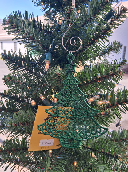 Embroidered Ornament - Green Tree With Decorative Hook