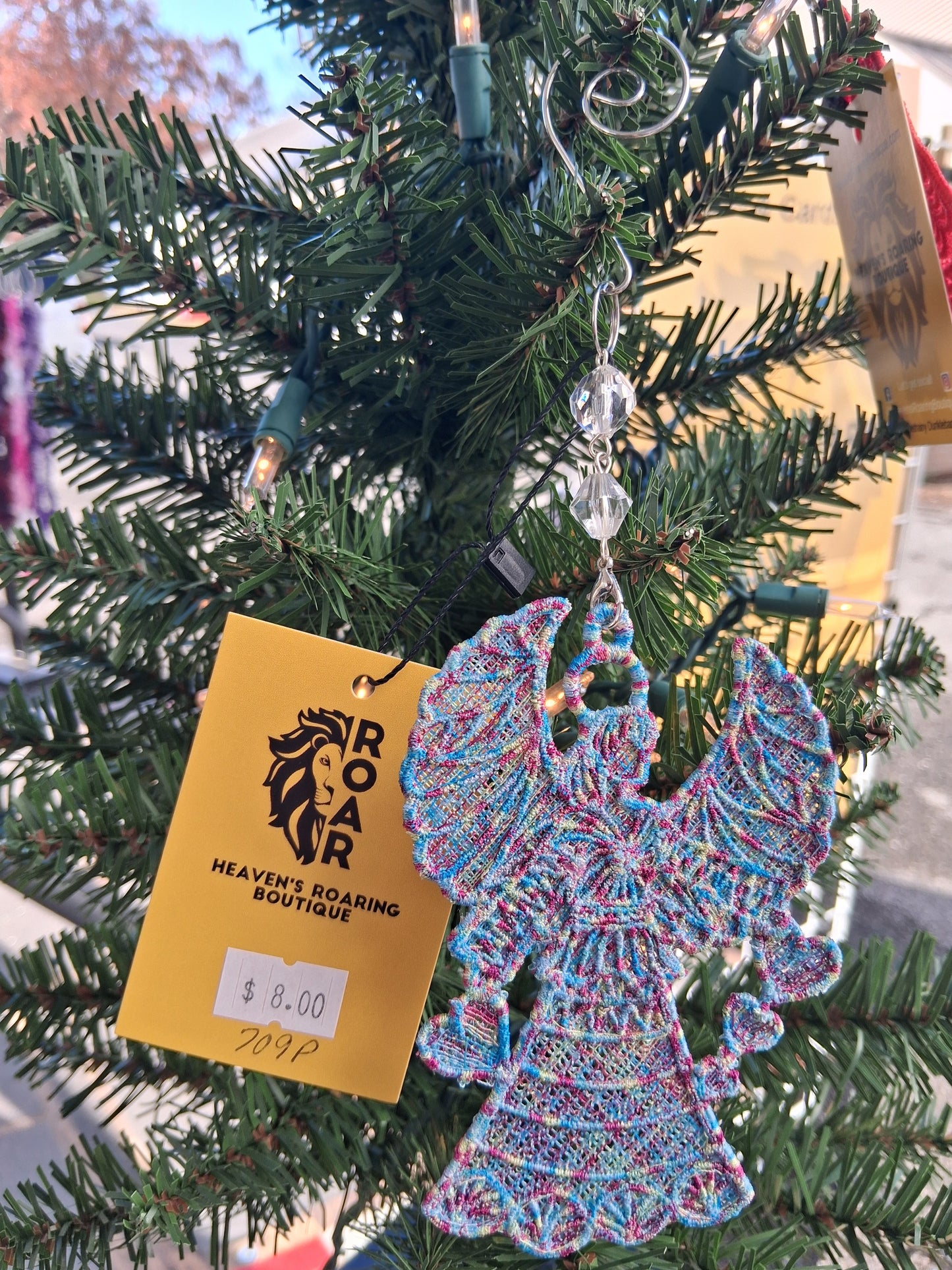 Embroidered Ornament - Multicolored Angel With Beaded Hook