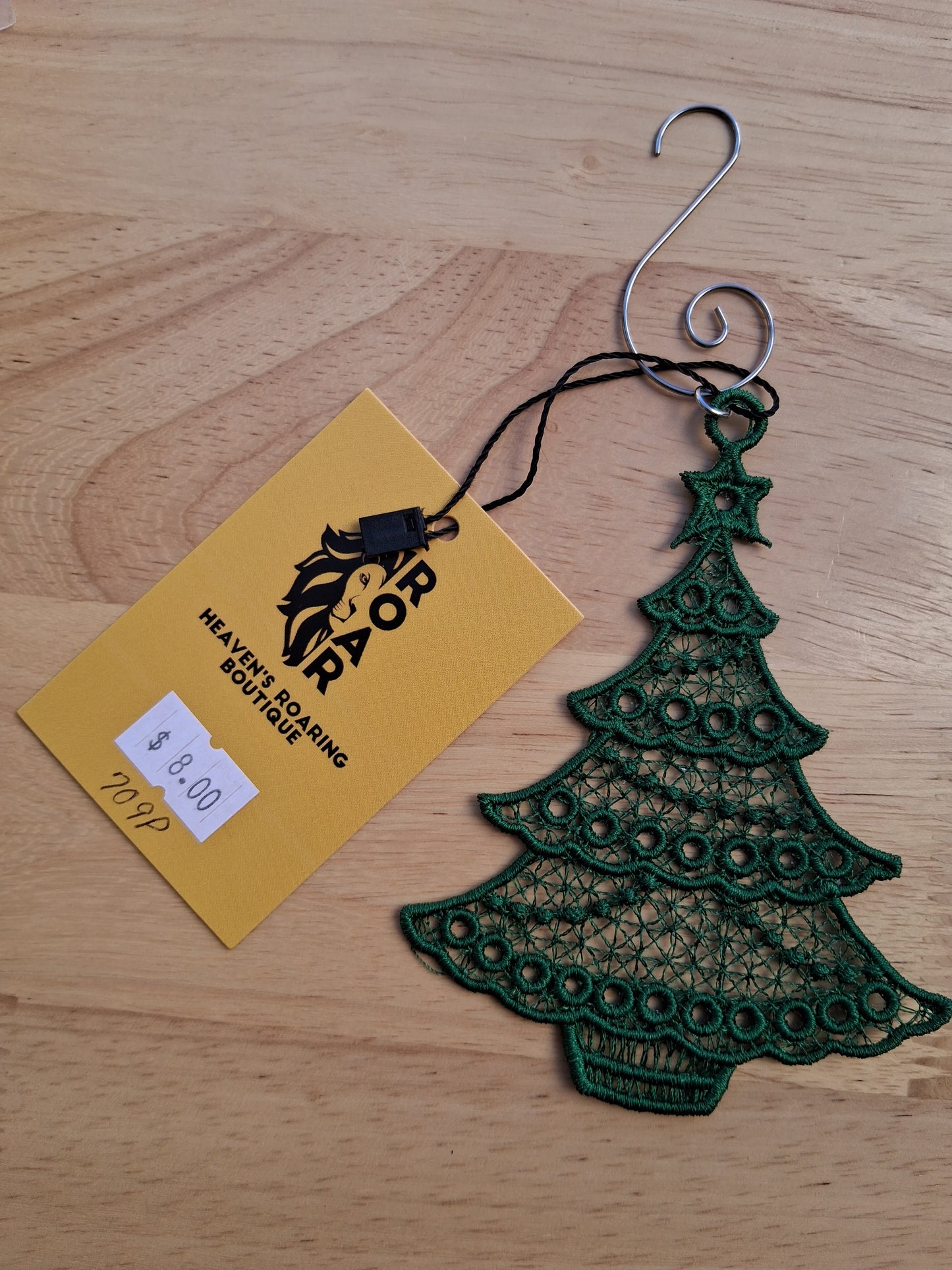 Embroidered Ornament - Green Tree With Decorative Hook