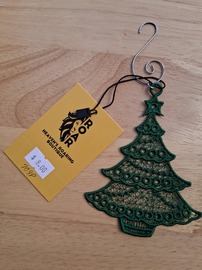 Embroidered Ornament - Green Tree With Decorative Hook