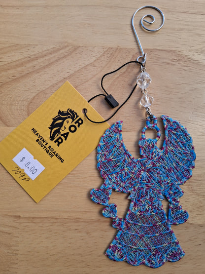 Embroidered Ornament - Multicolored Angel With Beaded Hook