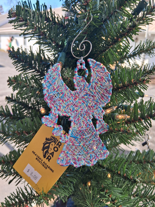 Embroidered Ornament - Multicolored Angel With Decorative Hook