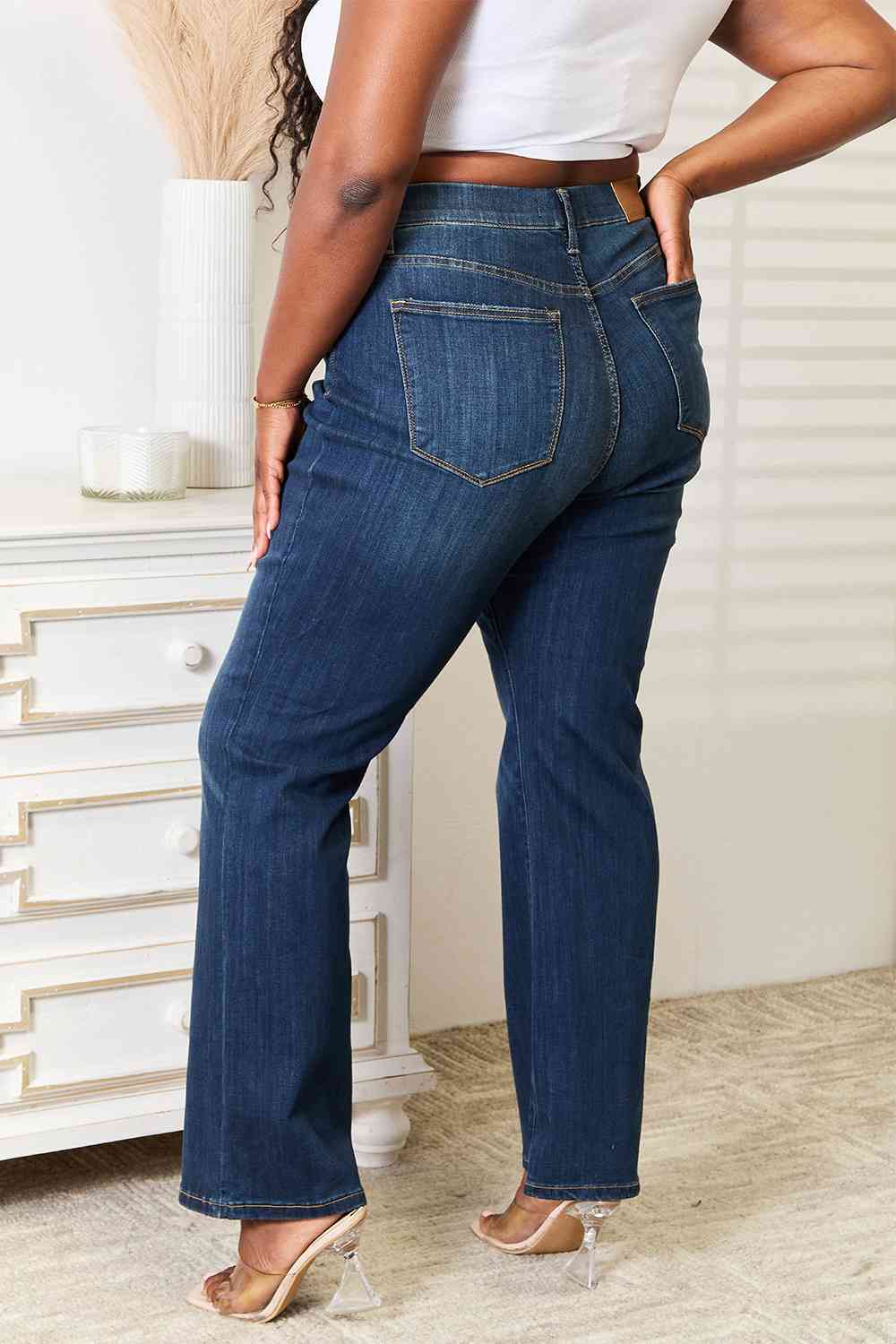 Judy Blue Full Size Elastic Waistband Slim Bootcut Jeans - Heaven's Roaring Boutique