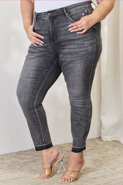 Judy Blue Full Size High Waist Tummy Control Release Hem Skinny Jeans - Heaven's Roaring Boutique