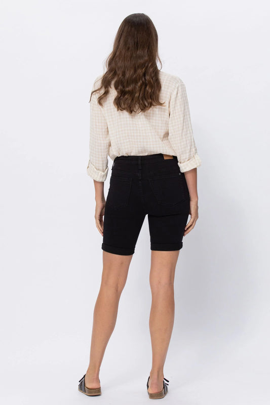 Judy Blue Black Cuffed Bermuda Shorts - Hub City Tees & More