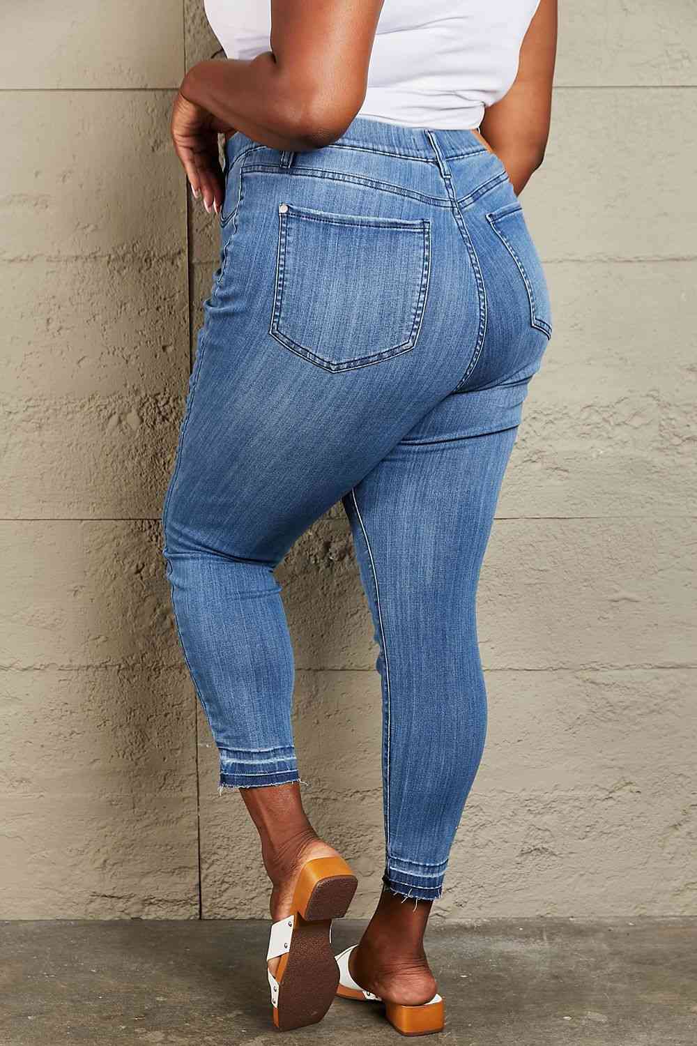 Judy Blue Janavie Full Size High Waisted Pull On Skinny Jeans - Heaven's Roaring Boutique