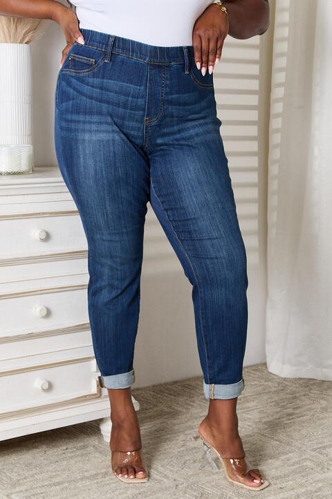 Judy Blue Full Size Skinny Cropped Jeans | JEANS | best jeans ever, boot cut jeans, boyfriend jeans, comfy jeans, dark wash jeans, denim, distressed jeans, flare jeans, good jeans, high quality jeans, high waisted jeans, judy blue, judy blue denim, judy blue jeans, judy blue skinny jeans, judy blue tummy control jeans, light wash jeans, mid rise jeans, mom jeans, Ship from USA, skinny jeans, straight leg jeans, super comfy jeans, super stretchy jeans, tummy control jeans, viral jeans, viral judy blue jeans,