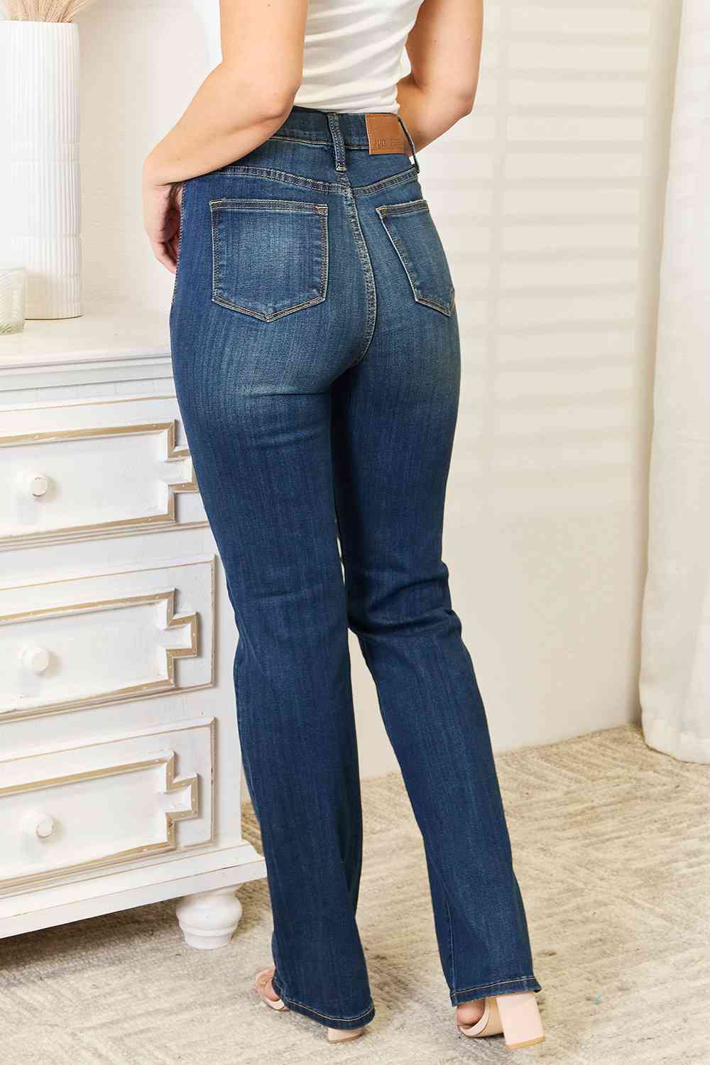 Judy Blue Full Size Elastic Waistband Slim Bootcut Jeans - Heaven's Roaring Boutique