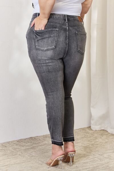 Judy Blue Full Size High Waist Tummy Control Release Hem Skinny Jeans - Heaven's Roaring Boutique