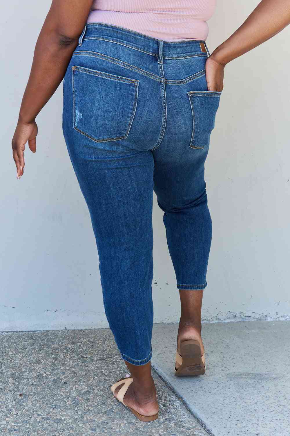 Judy Blue Aila Short Full Size Mid Rise Cropped Relax Fit Jeans - Heaven's Roaring Boutique