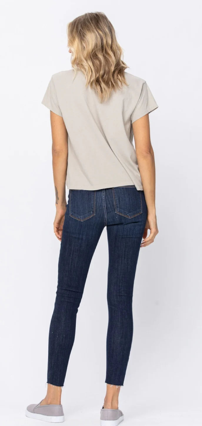 Judy Blue Mid Rise Raw Hem Skinny | JEANS | blue jeans, dark jeans, dark judy blue jeans, dark skinny jeans, dark wash jeans, dark wash judy blue jeans, dark wash skinny jeans, dark wash skinny jeans judy blue, jeans, Judy Blue, judy blue denim, judy blue jeans, judy blue skinny jeans, RAW HEM, raw hem skinny jeans, skinny jeans | Judy Blue