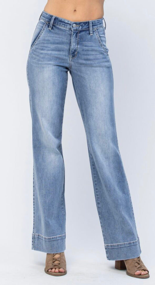 Judy Blue Plus Size Mid Rise Wide Leg Jean | JEANS | blue jeans, denim, jeans, jeans for tall people, Judy Blue, judy blue denim, judy blue jeans, light wash, light wash jeans, light wash judy blue jeans, plus size, plus size jeans, plus size judy blue jeans, tall jeans, wide leg, wide leg jeans, wide leg judy blue jeans | Judy Blue