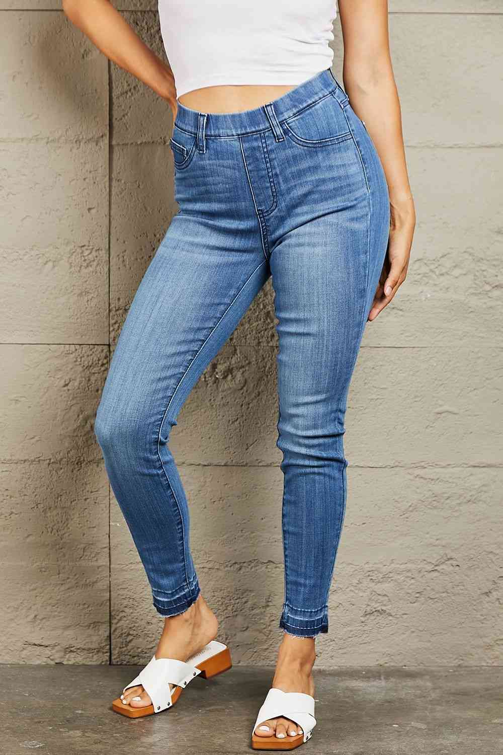 Judy Blue Janavie Full Size High Waisted Pull On Skinny Jeans - Heaven's Roaring Boutique