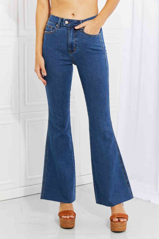 Judy Blue Ava Full Size Cool Denim Tummy Control Flare | JEANS | best jeans ever, boot cut jeans, boyfriend jeans, comfy jeans, dark wash jeans, denim, distressed jeans, flare jeans, good jeans, high quality jeans, high waisted jeans, judy blue, judy blue denim, judy blue jeans, judy blue skinny jeans, judy blue tummy control jeans, light wash jeans, mid rise jeans, mom jeans, Ship from USA, skinny jeans, straight leg jeans, super comfy jeans, super stretchy jeans, tummy control jeans, viral jeans, viral ju