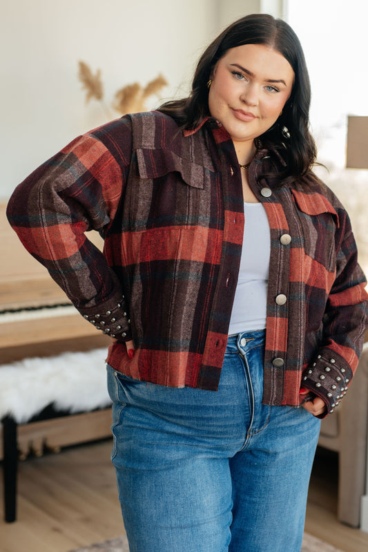 Already There Plaid Shacket | shacket | 1XL, 2XL, 3XL, brown plaid shacket, brown shacket, Haptics, haptics long sleeve top, haptics shacket, haptics top, Large, Medium, plaid, plaid jacket, plaid shacket, plaid top, shacket, Small, Tops | Haptics