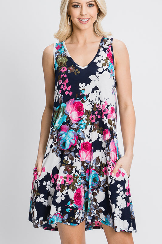 Heimish V Neck Floral Dress | dress | blue, blue dress, blue dresses, floral, floral design, floral dress, floral heimish dress, floral pattern, Heimish, heimish dress, heimish dresses, heimish midi dress, Heimish navy, Heimish navy dress, navy, navy blue, navy blue heimish dress, navy blue heimish dresses, navy dress, navy floral dress, navy floral heimish dress, pink, pink dress, pink dresses, pink floral dress, pink floral dresses, pink midi dress, sleeveless floral dress, sleeveless heimish dresses, whi