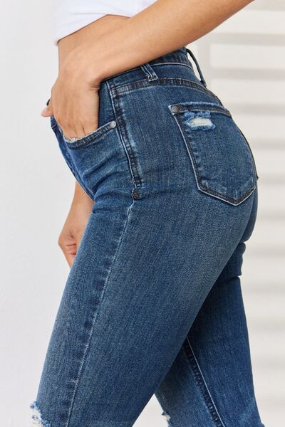 Judy Blue Full Size High Waist Distressed Slim Jeans - Heaven's Roaring Boutique