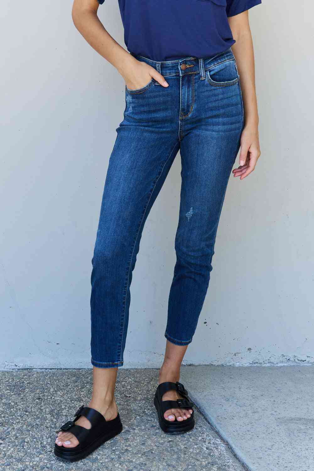 Judy Blue Aila Short Full Size Mid Rise Cropped Relax Fit Jeans - Heaven's Roaring Boutique