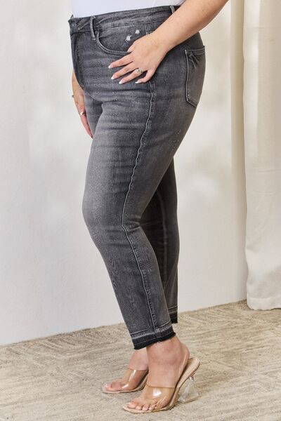 Judy Blue Full Size High Waist Tummy Control Release Hem Skinny Jeans - Heaven's Roaring Boutique