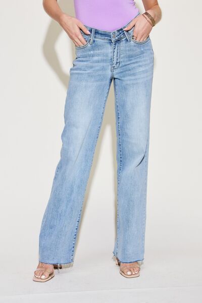 Judy Blue Full Size V Front Waistband Straight Jeans - Heaven's Roaring Boutique