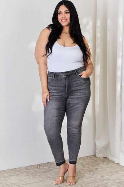 Judy Blue Full Size High Waist Tummy Control Release Hem Skinny Jeans - Heaven's Roaring Boutique