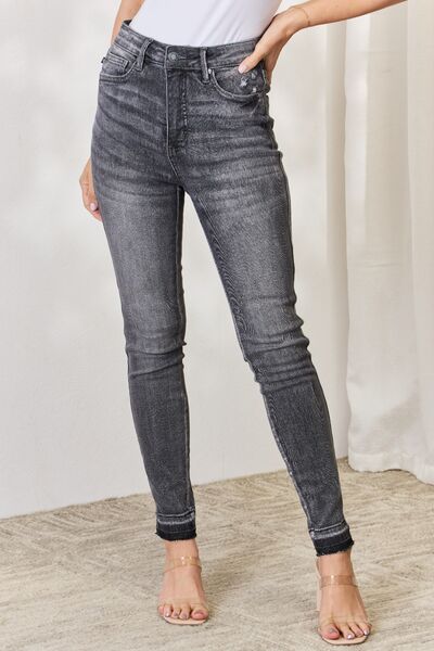 Judy Blue Full Size High Waist Tummy Control Release Hem Skinny Jeans - Heaven's Roaring Boutique